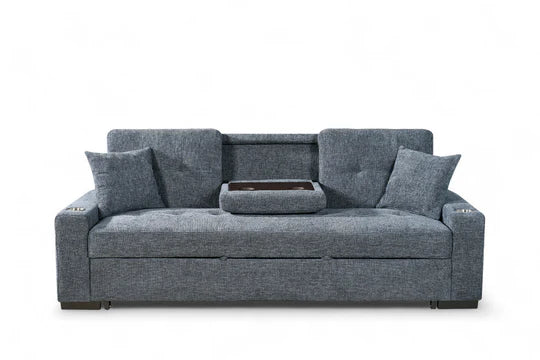 Pale Blue Chenille Fabric 3 Seater Sofabed CARLO