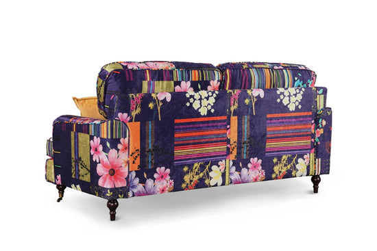 Purple Patchwork Fabric 3 Seater Bella Sofa  ASBURY