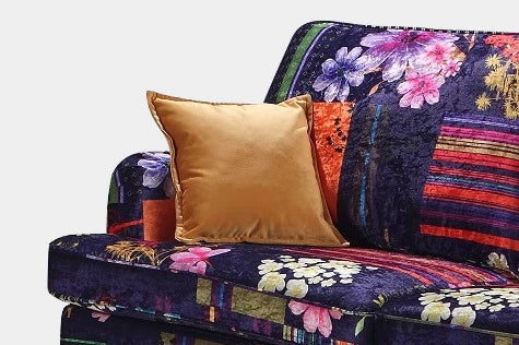 Purple Patchwork Fabric 3 Seater Bella Sofa  ASBURY