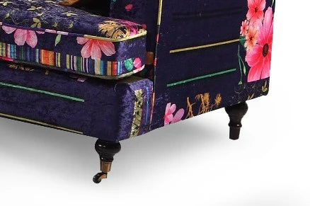 Purple Patchwork Fabric 3 Seater Bella Sofa  ASBURY