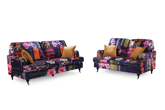 Multicoloured Fabric Patchwork 3 + 2 Seater Bella Sofa Set ASBURY