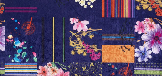 Purple Patchwork Fabric 3 Seater Bella Sofa  ASBURY