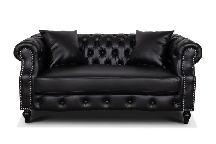 Faux Leather Black 2 Seater Chesterfield Sofa LUSSO