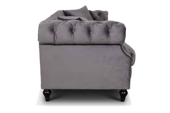 Velvet Dark Grey 3 + 2 Seater Chesterfield Sofa Set LUSSO