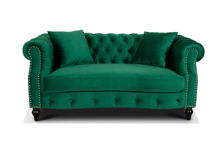 Velvet Emerald Green 3 + 2 Seater Chesterfield Sofa Set LUSSO