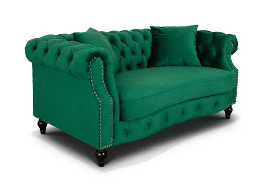 Velvet Emerald Green 3 + 2 Seater Chesterfield Sofa Set LUSSO