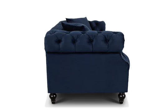 Velvet Navy Blue 3 + 2 Seater Chesterfield Sofa Set LUSSO
