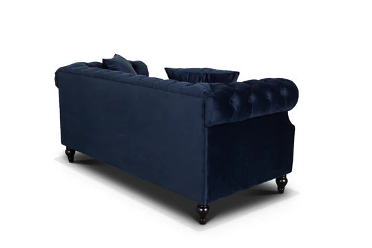 Velvet Navy Blue 3 + 2 Seater Chesterfield Sofa Set LUSSO