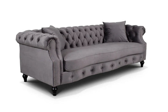 Velvet Dark Grey 3 + 2 Seater Chesterfield Sofa Set LUSSO