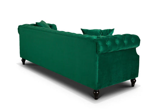 Velvet Emerald Green 3 + 2 Seater Chesterfield Sofa Set LUSSO