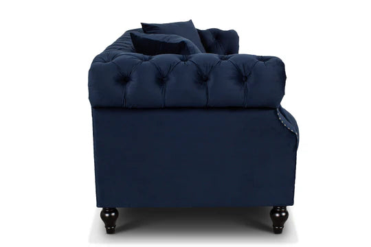 Velvet Navy Blue 3 Seater Chesterfield Sofa LUSSO