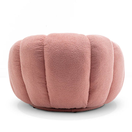 Teddy Boucle Fabric Pink 1 Seater Swivel Sofa with Footstool MIRIELLE