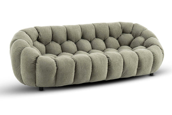 Teddy Boucle Fabric Sage Green 3 + 1 Seater Sofa Set DIVANO LETTO
