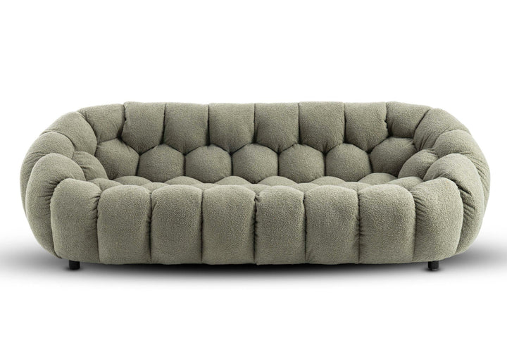 Teddy Boucle Fabric Sage Green 3 Seater Sofa DIVANO LETTO