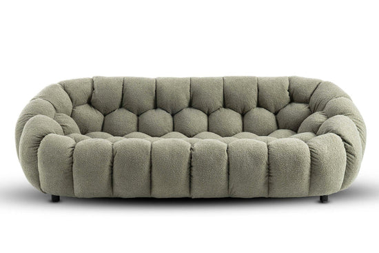 Teddy Boucle Fabric Sage Green 3 + 1 Seater Sofa Set DIVANO LETTO