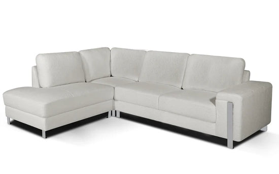 Teddy Boucle Fabric White Left Hand Facing Corner Sofa ELEGANZA