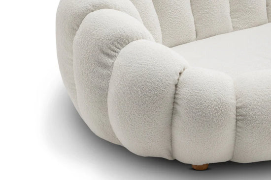 Teddy Boucle Fabric White 2 Seater Sofa DIVANO LETTO