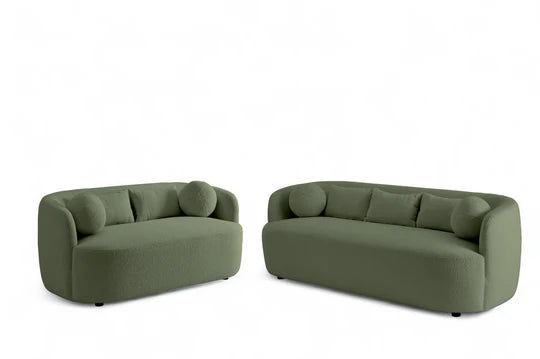 Teddy Boucle Fabric Sage Green 3 + 2 Seater Sofa Set PATRIMONIO