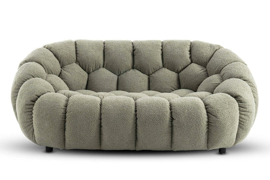 Teddy Boucle Fabric Sage Green 2 + 1 Seater Sofa Set DIVANO LETTOI