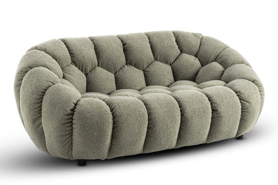 Teddy Boucle Fabric Sage Green 2 + 1 Seater Sofa Set DIVANO LETTOI