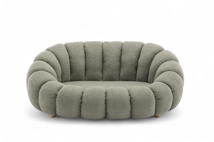 Teddy Boucle Fabric Sage Green 2 Seater Sofa MIRIEILLE