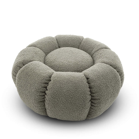 Teddy Boucle Fabric Sage Green 1 Seater Swivel Sofa with Footstool MIRIEILLE