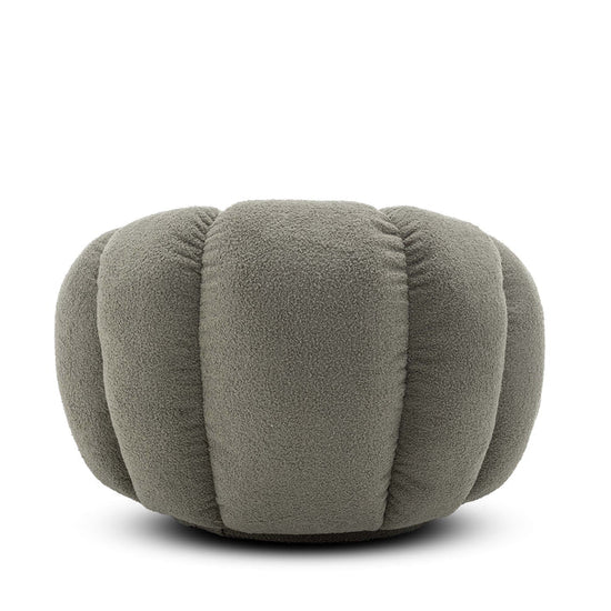 Teddy Boucle Fabric Sage Green 1 Seater Swivel Sofa with Footstool MIRIEILLE