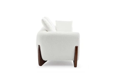Teddy Boucle Fabric White 3 Seater Sofa BORGO