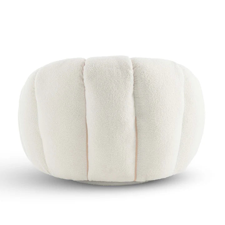 Teddy Boucle Fabric White 1 Seater Swivel Sofa DIVANO LETTO