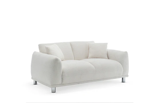 Teddy Boucle Fabric White 2 Seater Sofa ARTE