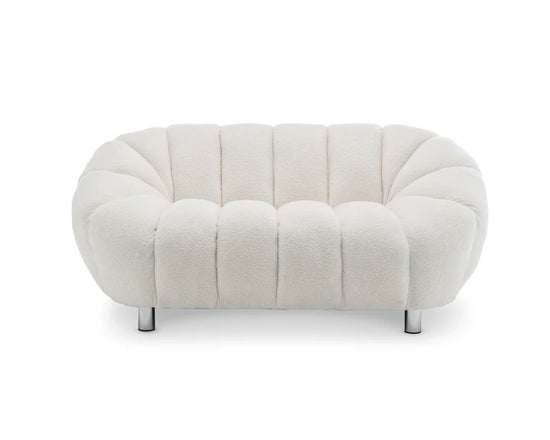 Teddy Boucle White 2 Seater Sofa CHAISE