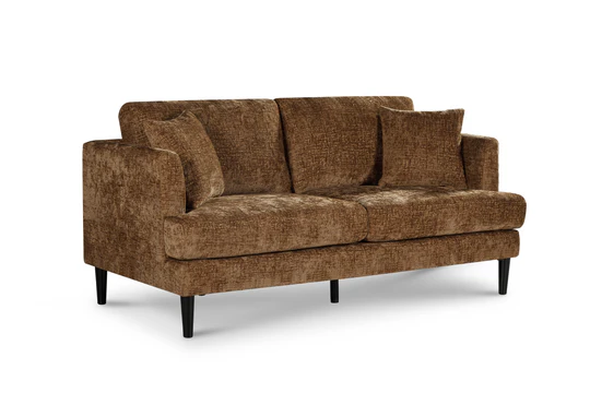 Textured Chenille Brown 3 Seater Sofa ELEGANZA