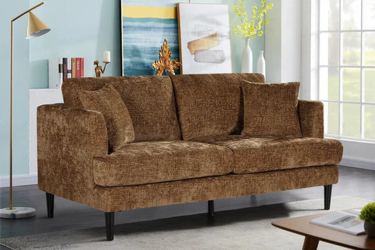 Textured Chenille Brown 3 Seater Sofa ELEGANZA
