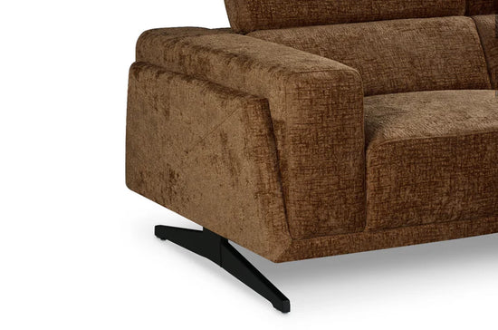 Textured Chenille Brown Right Hand Facing Corner Sofa TRIONFO