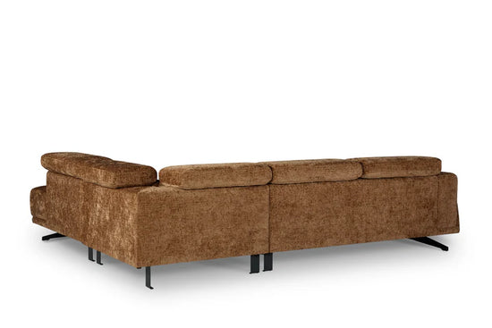 Textured Chenille Brown Right Hand Facing Corner Sofa TRIONFO