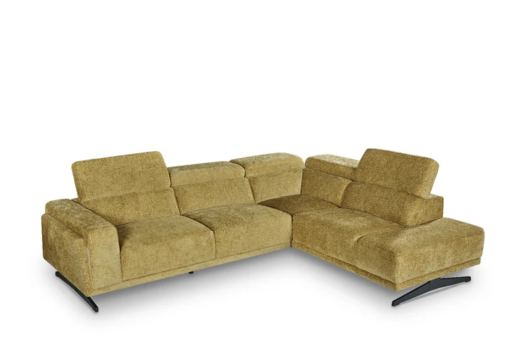 Textured Chenille Gold Right Hand Facing Corner Sofa TRIONFO