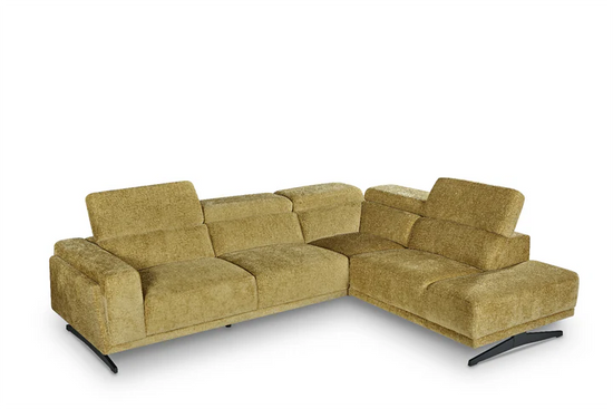 Textured Chenille Gold Right Hand Facing Corner Sofa TRIONFO