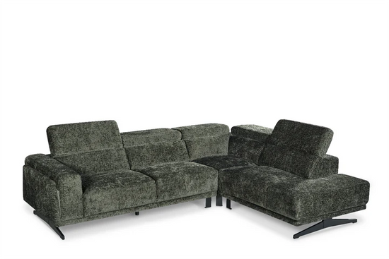 Textured Chenille Green Right Hand Facing Corner Sofa TRIONFO