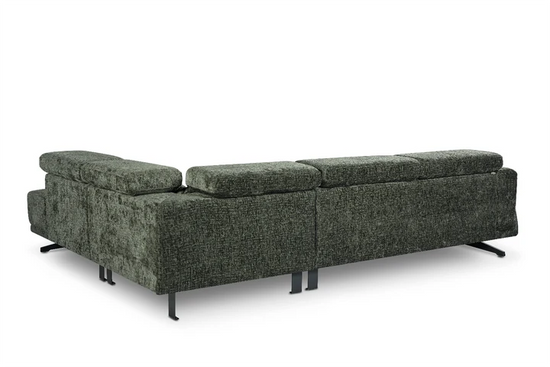 Textured Chenille Green Right Hand Facing Corner Sofa TRIONFO