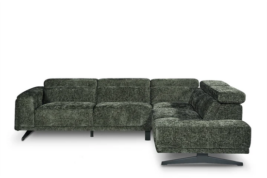 Textured Chenille Green Right Hand Facing Corner Sofa TRIONFO