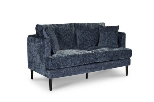 Textured Chenille Blue 2 Seater Sofa ELEGANZA