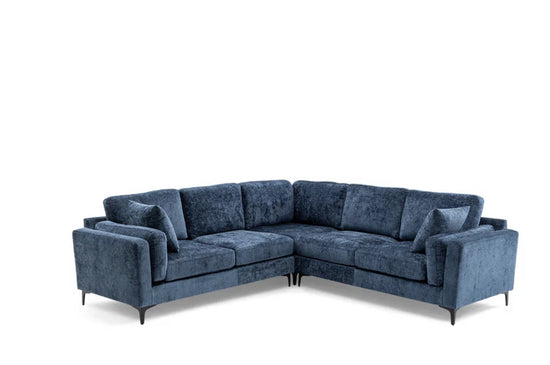 Textured Chenille Blue Corner Sofa 2C2 QUARTIERE