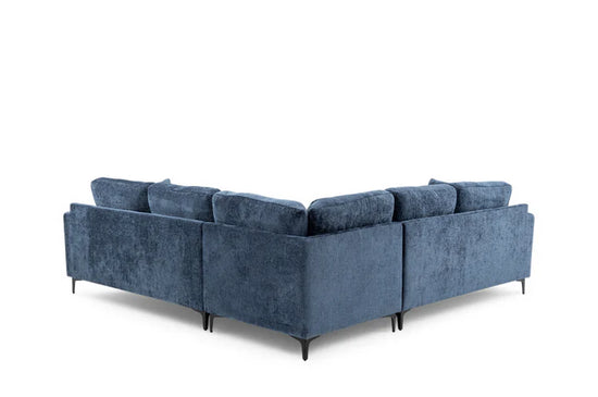 Textured Chenille Blue Corner Sofa 2C2 QUARTIERE