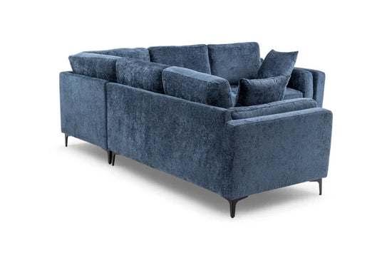 Textured Chenille Blue Corner Sofa 2C2 QUARTIERE