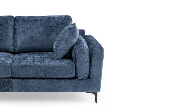 Textured Chenille Blue Corner Sofa 2C2 QUARTIERE