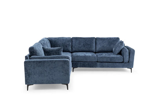 Textured Chenille Blue Corner Sofa 2C2 QUARTIERE