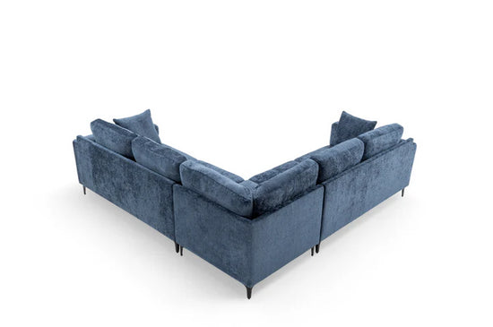 Textured Chenille Blue Corner Sofa 2C2 QUARTIERE