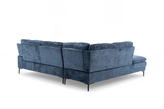 Textured Chenille Blue Left Hand Facing Corner Sofa SCALO