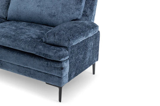 Textured Chenille Blue Left Hand Facing Corner Sofa SCALO