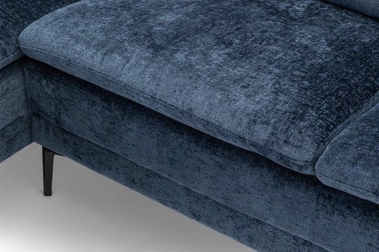 Textured Chenille Blue Left Hand Facing Corner Sofa SCALO
